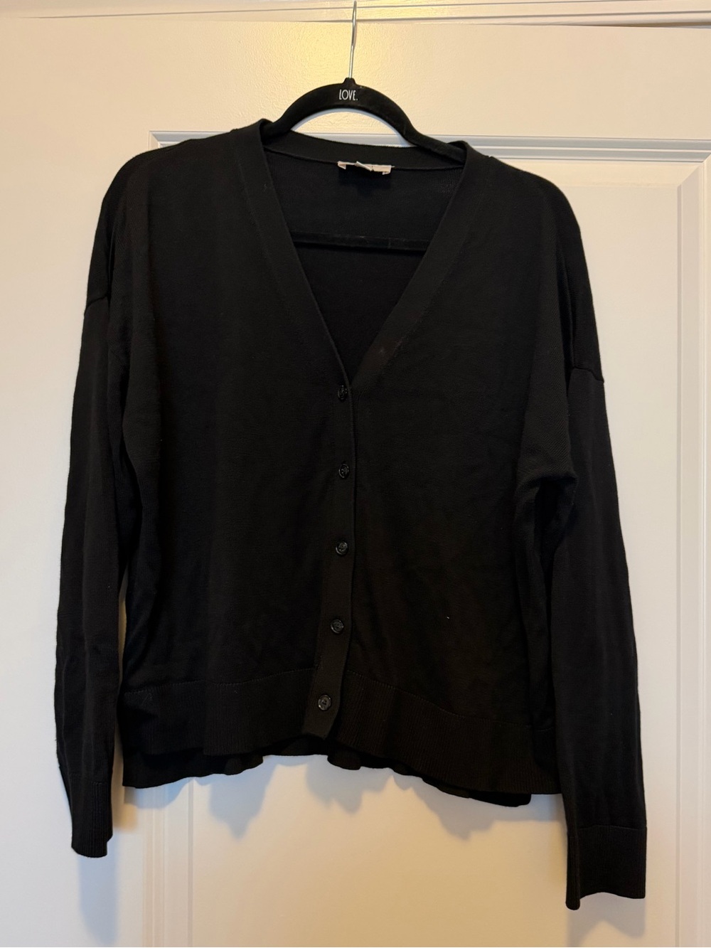 LOFT Black V-Neck Button-Up Cardigan